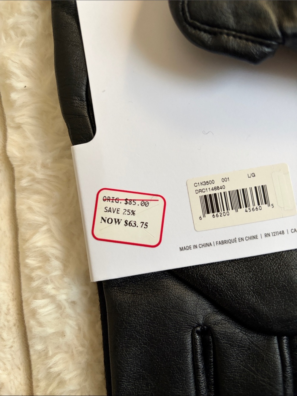 Calvin Klein Men's Black Fleece-Lined Touchscreen-Compatible Gloves - Picture 4 of 6
